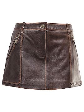 Michael Kors Michael Kors Paneled Mini Skirt with Pockets in Brown Lamb Leather (view 1)