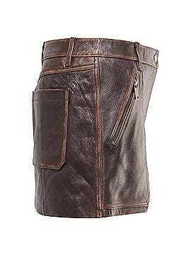 Michael Kors Michael Kors Paneled Mini Skirt with Pockets in Brown Lamb Leather (view 2)