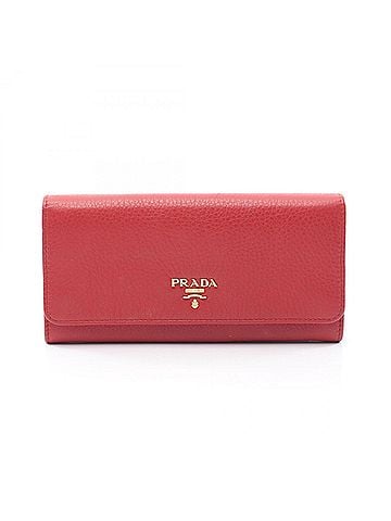 Prada Prada PRADA Bi-fold Long Wallet, Leather, Women's, Red (view 1)