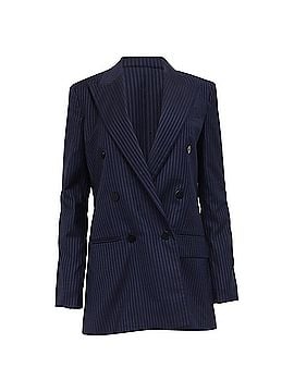 Theory Theory Striped Double-Breasted Blazer in Navy Blue Wool (view 1)