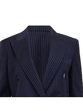 Theory Theory Striped Double-Breasted Blazer in Navy Blue Wool (view 2)