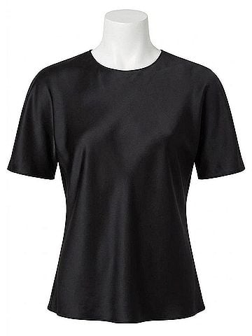 Vince. Women's Bias Satin Top in Black (view 1)