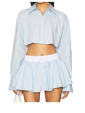 Lovers + Friends Palmer Cropped Top in Baby Blue (view 2)