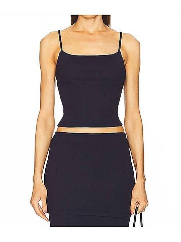 LNA Senti Ribbed Tank Top in Ink Blue (view 2)