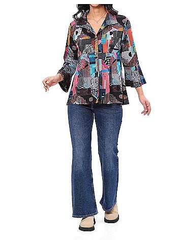 Parsley & Sage Mamie Flare Shirt in Multi (view 2)