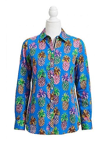 Foxcroft Zoey Long Sleeve Shirt in Pineapple (view 1)