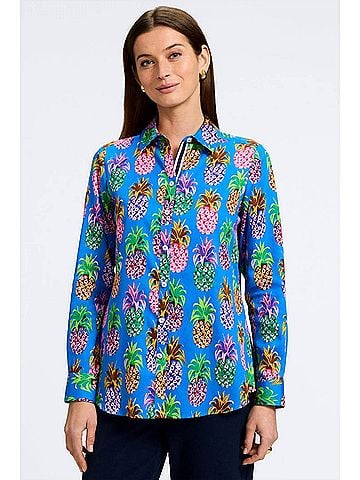Foxcroft Zoey Long Sleeve Shirt in Pineapple (view 2)