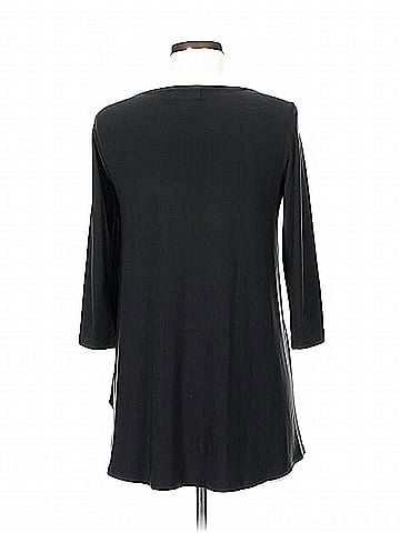 Sympli Women's Slant Keyhole 3/4 Sleeve Top in Black (view 2)