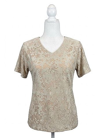 Ethyl Textured V-Neck Tee in Light Taupe (view 1)