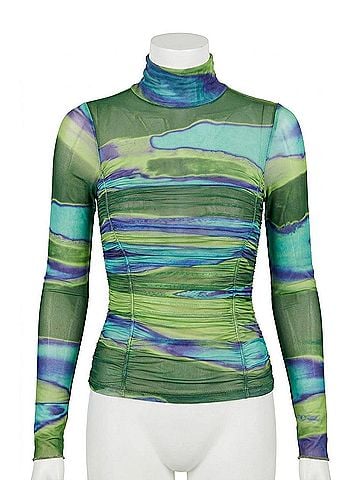 Line & Dot Joni Ruched Bodysuit Top in Blue (view 1)