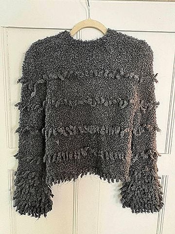 Alysi Women's Maglia Fringes Tricot Girocoll Top in Anthracite (view 2)