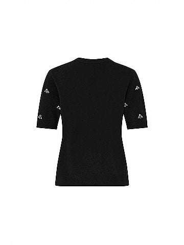 Milly Rosalyn Rhinestone Crewneck Top in Black (view 2)