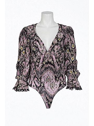 Hemant & Nandita Kari Printed Georgette Bodysuit in Black (view 1)
