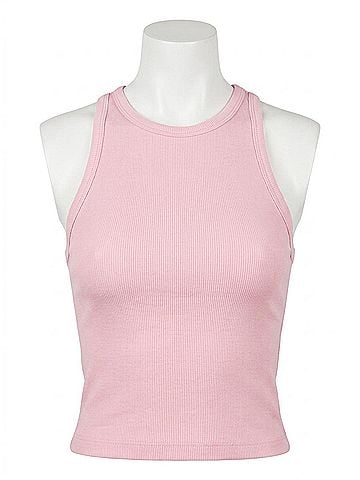 Stateside Fine Rib Cropped High Neck Tank Top in Softest Pink (view 1)