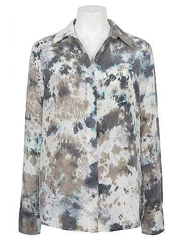 Gold Hawk Tie Dye Button Blouse in Grey Multi (view 1)