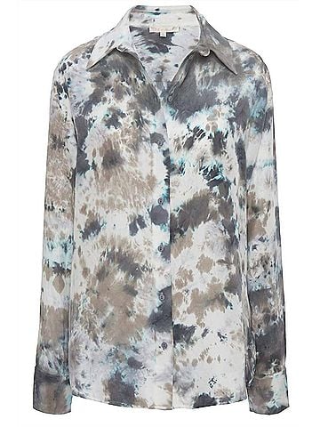 Gold Hawk Tie Dye Button Blouse in Grey Multi (view 2)