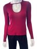 Bobi Solid Black Women's Front Keyhole Tee in Cherry Size L - photo 2