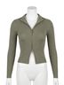Active Basic Solid Green Women's Fitted Ribbed Double Zip Cropped Top in Green Size L - photo 1