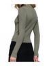 Active Basic Solid Green Women's Fitted Ribbed Double Zip Cropped Top in Green Size M - photo 3