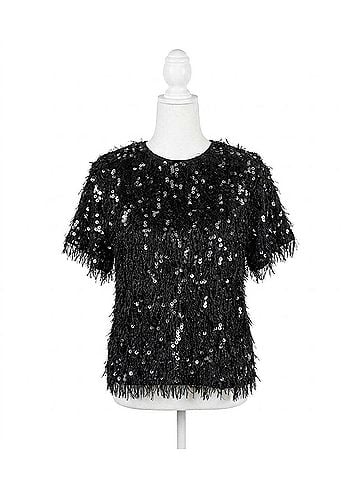 THML Glitterfrost Fuzzy Top in Black (view 1)