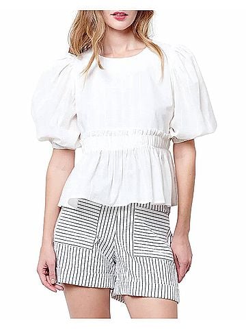 Corey Lynn Calter Peggy Peplum Top in White (view 2)