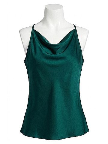 French Connection Ennis Satin Cowl Neck Top in Evergreen (view 1)