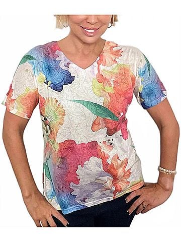 Ethyl Come And Go Dashing Colorful Tee Top in Multi Bright (view 2)