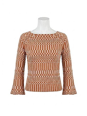 FDJ Long-Sleeve Rib Sweater in Bronze/Cr?®me (view 1)