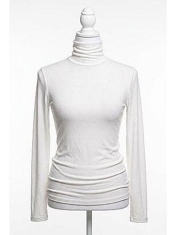 Closed High Neck Long Sleeve Top in White (view 1)
