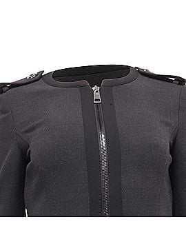 Burberry Burberry Zip-Up Collarless Jacket in Dark Grey Polyester (view 2)