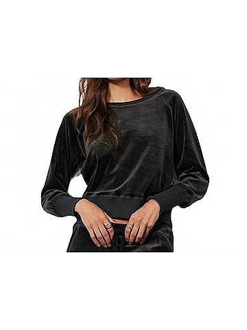 Bobi Puff Raglan Pullover in Black (view 2)