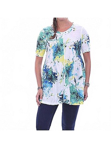 Parsley & Sage Faith Short Sleeve Top - Plus in White Multi (view 2)