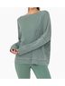 Mono b Multi Color Waffle Ribbed Round Neck Pullover in Dark Basil One size - photo 2