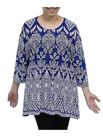 Southern Lady Women's Mari Print Top in Blue (view 2)