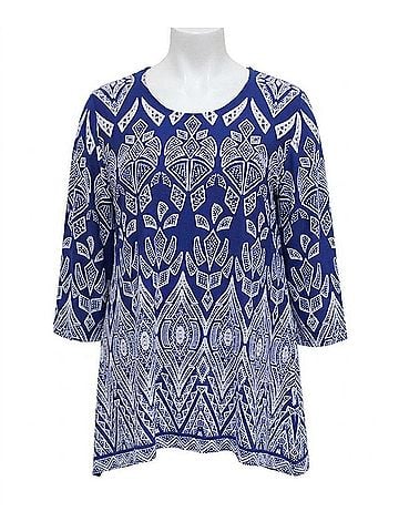 Southern Lady Women's Mari Print Top in Blue (view 1)