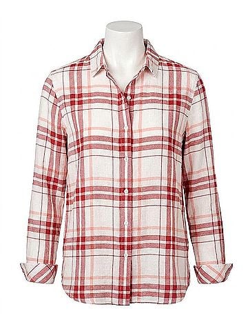 Barbour Shorline Button Down Shirt in Mulberry/Peach Rose Check (view 1)