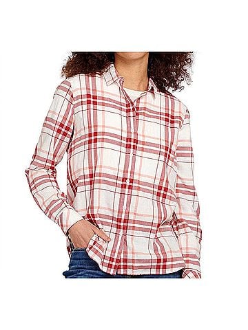 Barbour Shorline Button Down Shirt in Mulberry/Peach Rose Check (view 2)
