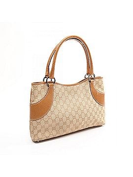 Gucci Gucci GG Canvas Tote Bag Handbag, and Leather, Women's, Beige/Brown, 113015 (view 2)