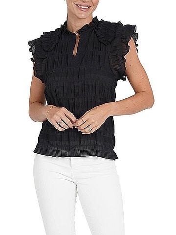 Love Token Gina Shirred Top in Black (view 2)