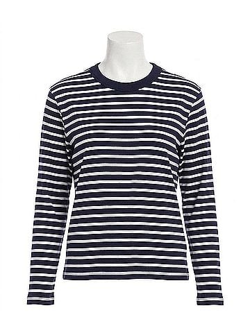 Karen Kane Stripe Long Sleeve Top in Navy With White (view 1)