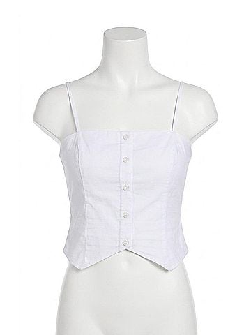 Sage the Label Rowena Sleeveless Buttoned Fitted Crop Top in White (view 1)