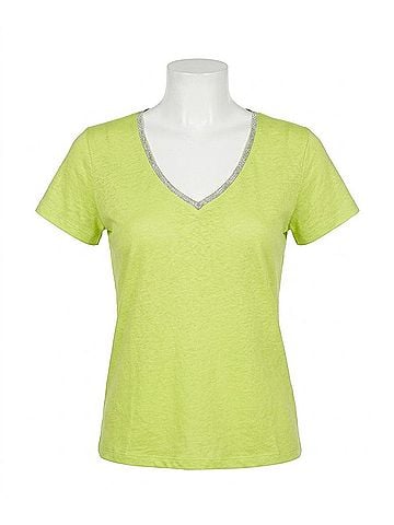 ESQUALO Lidy Fancy Neckline T-Shirt in Lime (view 1)
