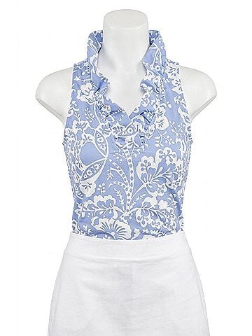 Gretchen Scott Designs Ruffneck Sleeveless Top in Periwinkle &amp; White (view 1)