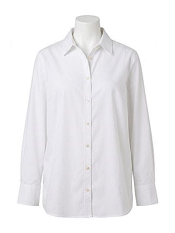 Foxcroft Meghan No Iron Pinpoint Long Sleeve Shirt in White (view 1)