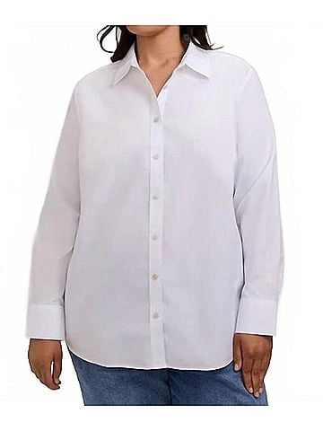Foxcroft Meghan No Iron Pinpoint Long Sleeve Shirt in White (view 2)
