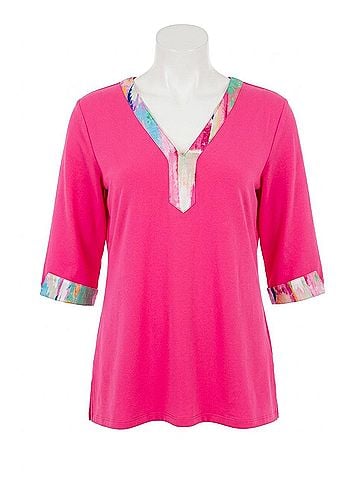 Berek Tie Dye Mixer Top in Hot Pink (view 1)