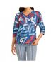 FDJ Graphic Blue Abstract Three Quarter Sleeve Top in Pop Size XS - photo 2