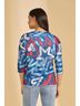 FDJ Graphic Blue Abstract Three Quarter Sleeve Top in Pop Size XS - photo 3
