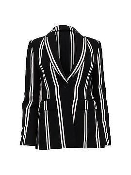 Maje Maje Vakila Striped Single-Breasted Blazer in Black and White Viscose (view 1)