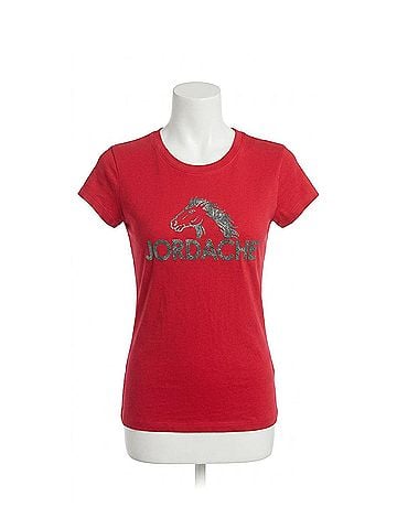Jordache Bsc Logo Metallic Flecking Short Sleeve Knit Shirt in Red (view 1)
